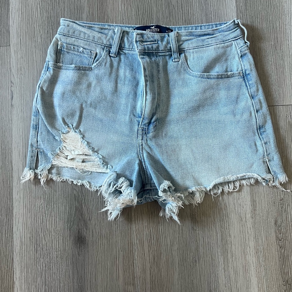 Hollister Light Blue Ripped Jean Shorts